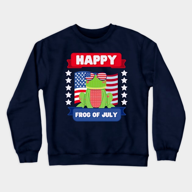 Happy frog of July, 4th of july Frog Crewneck Sweatshirt by GiveMeThatPencil